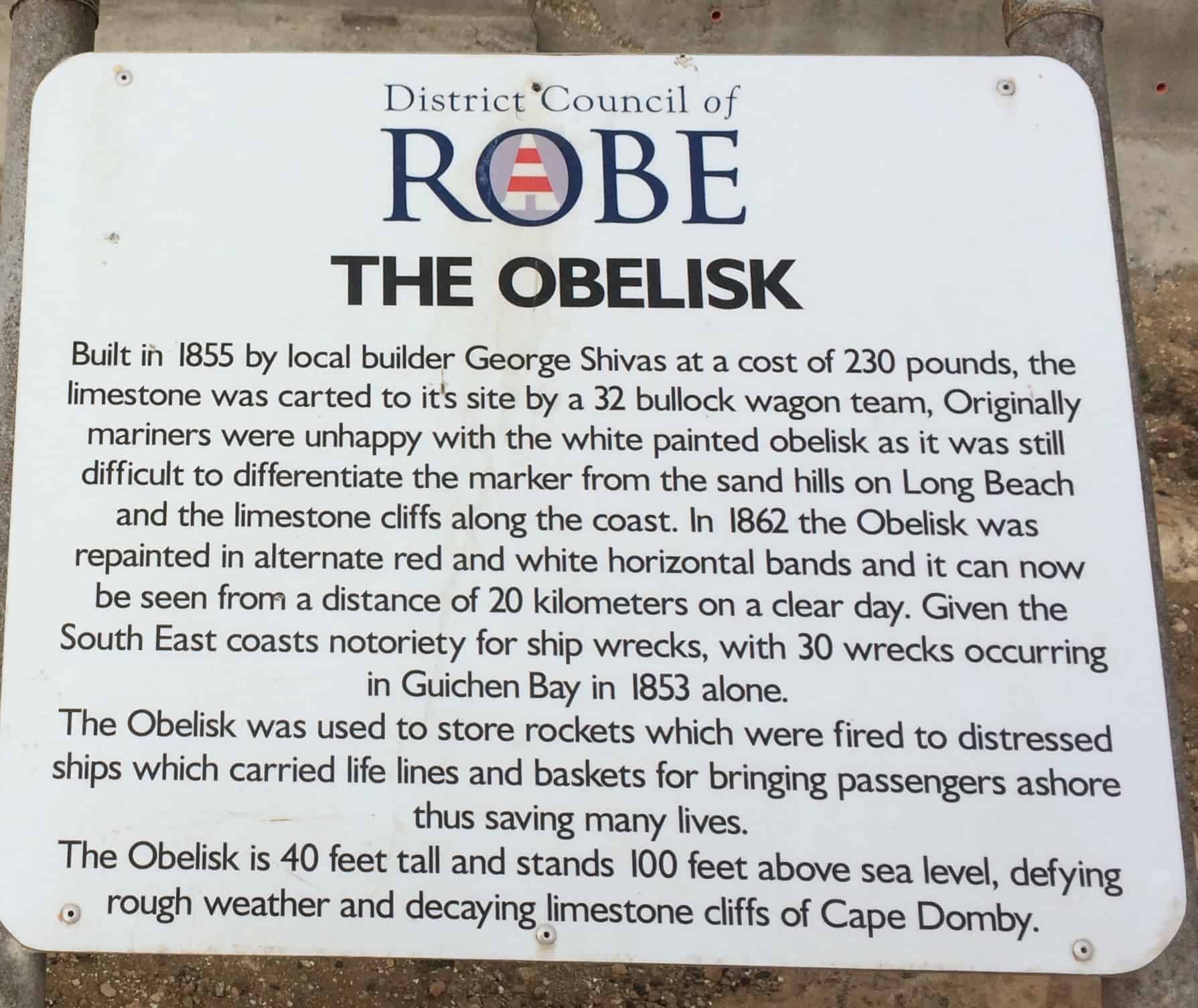 Sign about the Obelisk