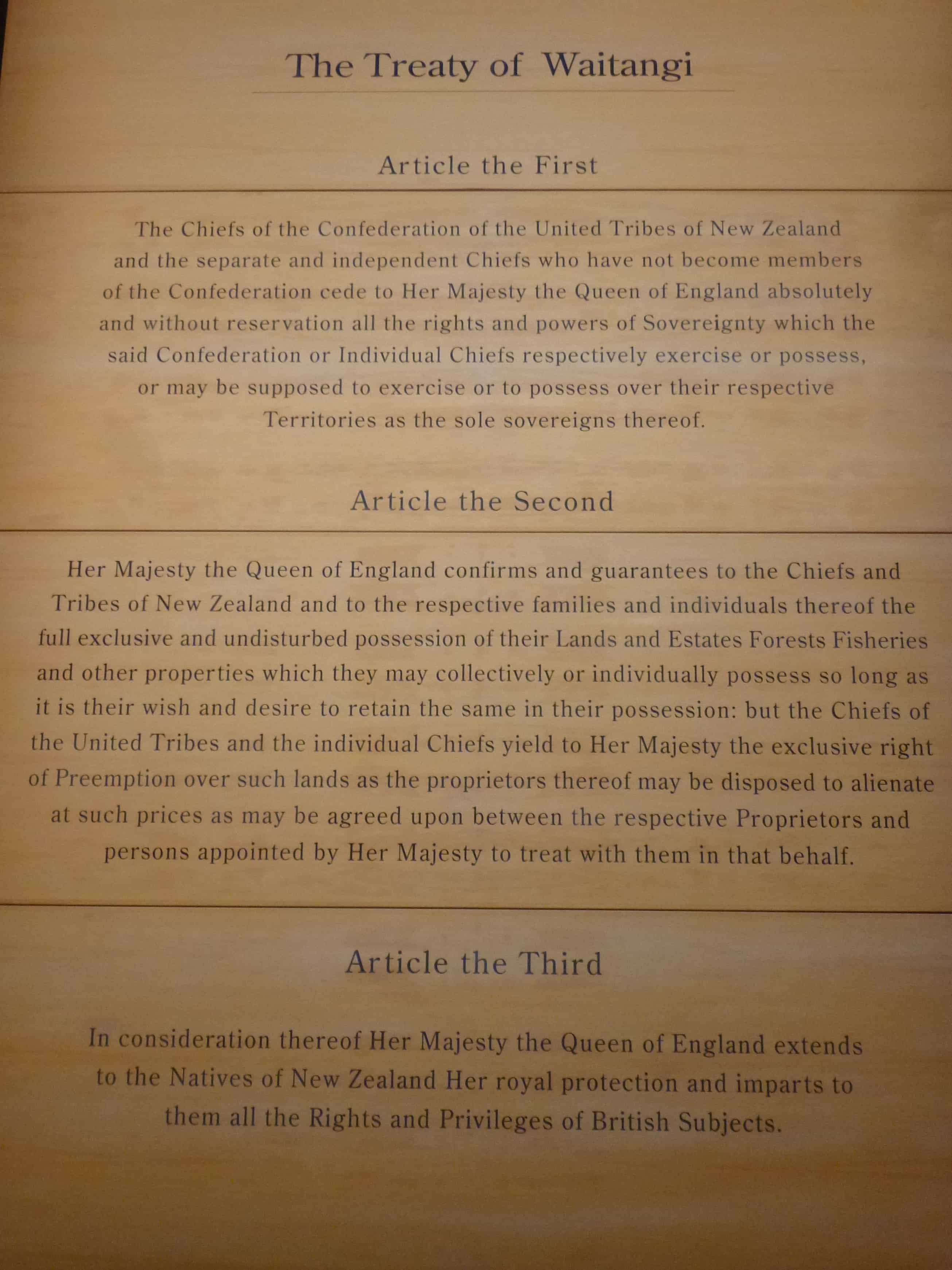 The Treaty of Waitangi exhibit
