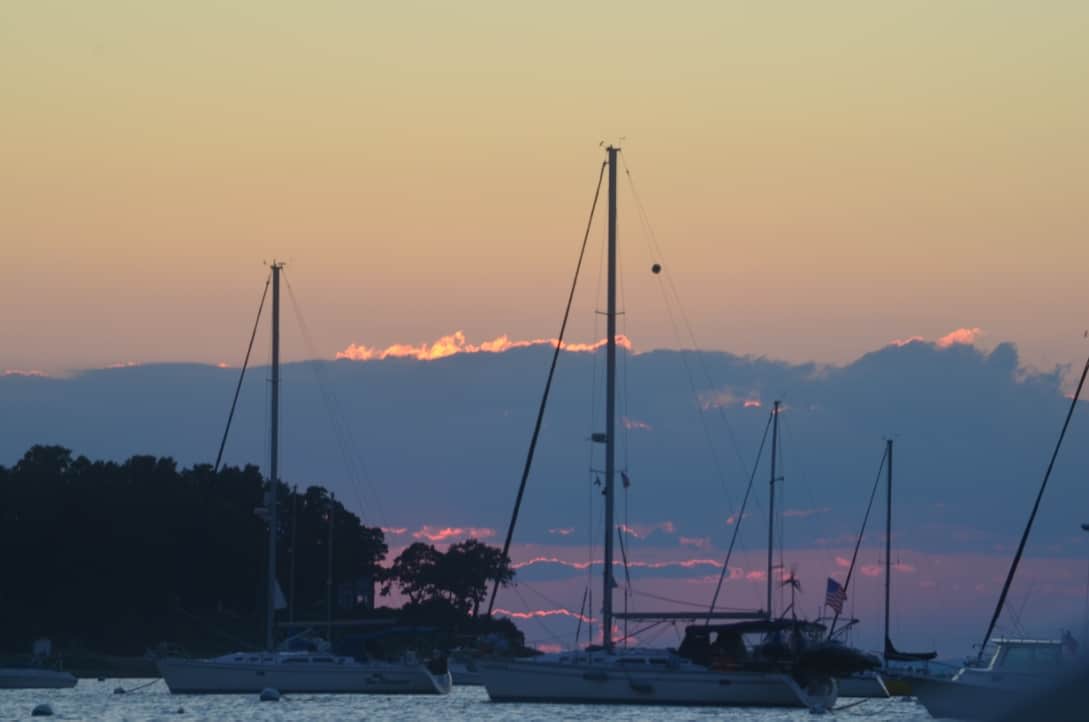 Evening on the boat in Huntington Harbor