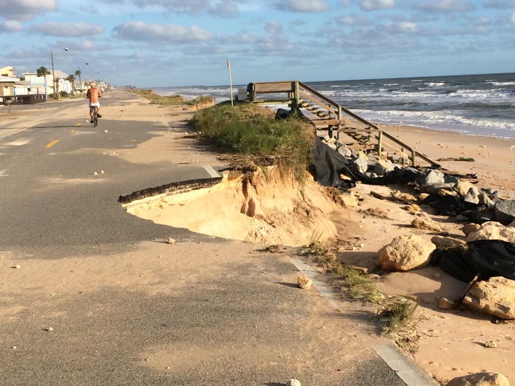 The washed-out A1A beach road