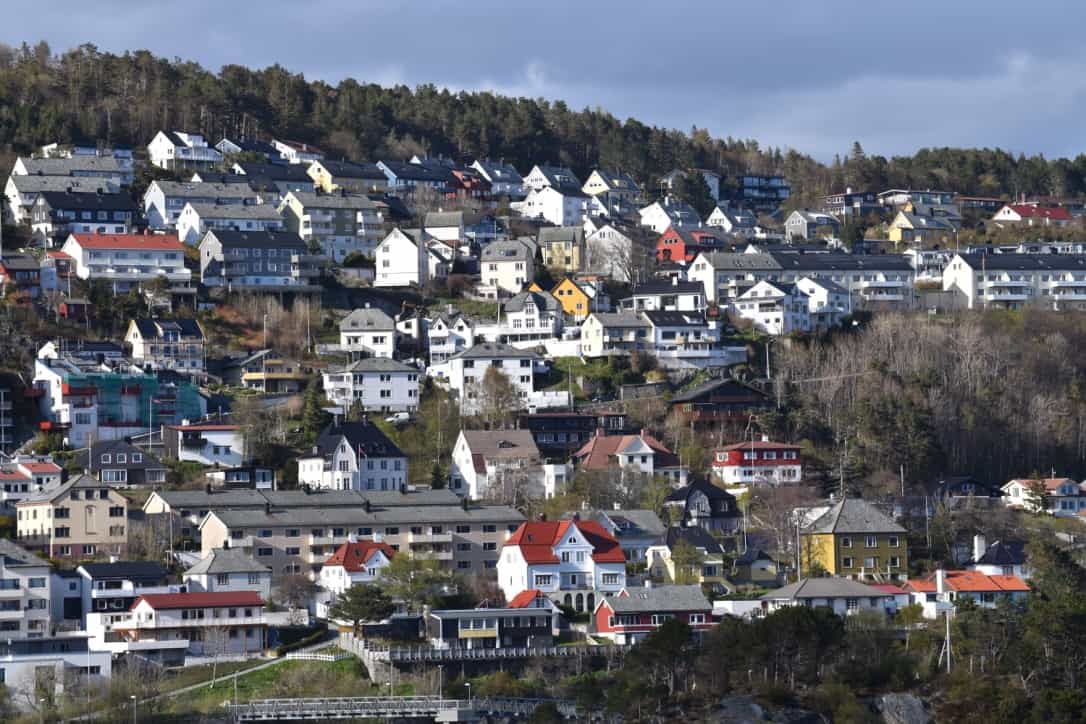 Pastel art nouveau homes on the Aalesund hillside