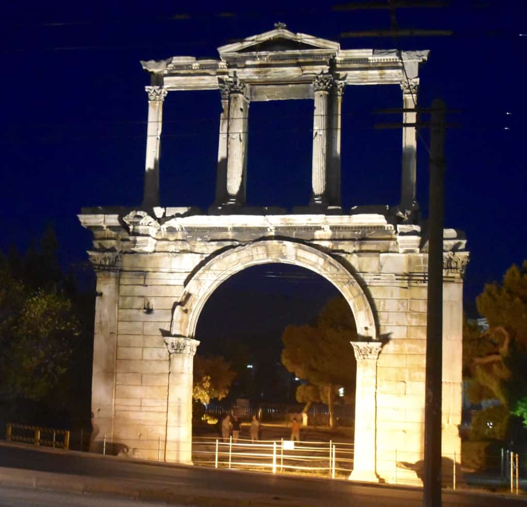 The Arch of Hadrian at night