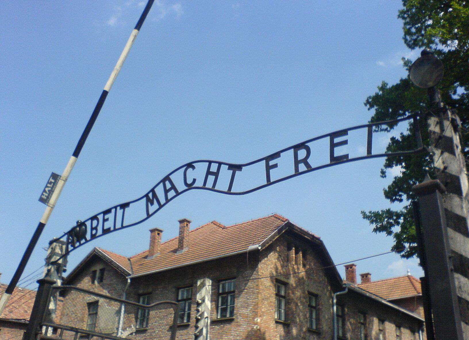 The entrance to Auschwitz I