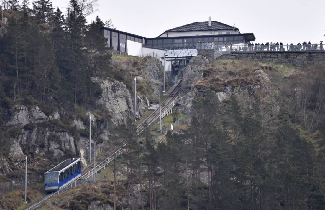 The Floibanen funicular climbing Mount Floyen