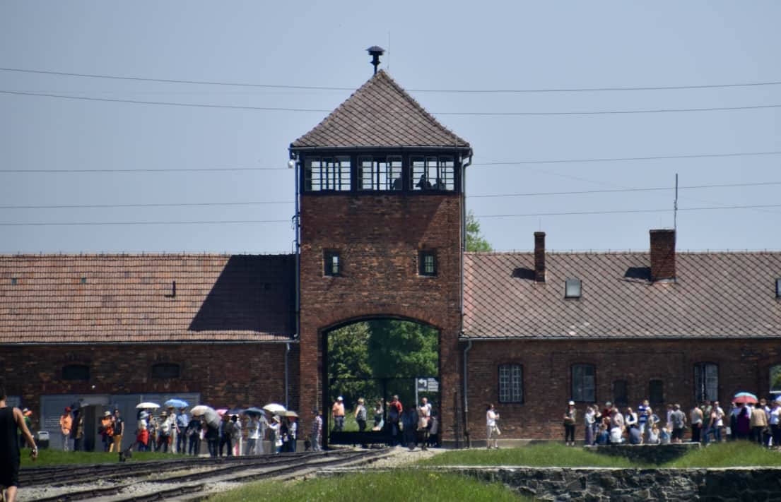 The gate into Birkenau