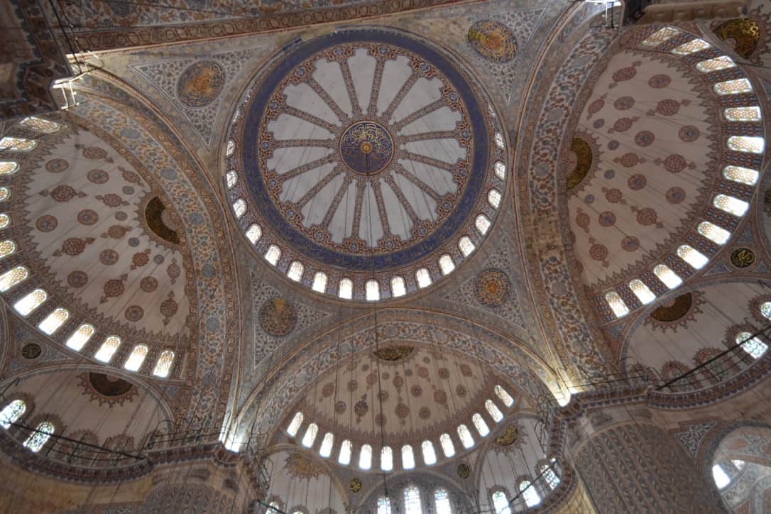 The blue tiles of the Blue Mosque ceiling