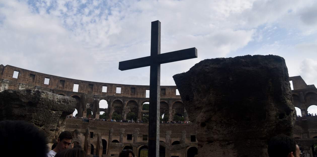 The cross inside the Colosseum