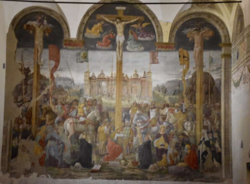 The Crucifixion fresco on the opposite wall