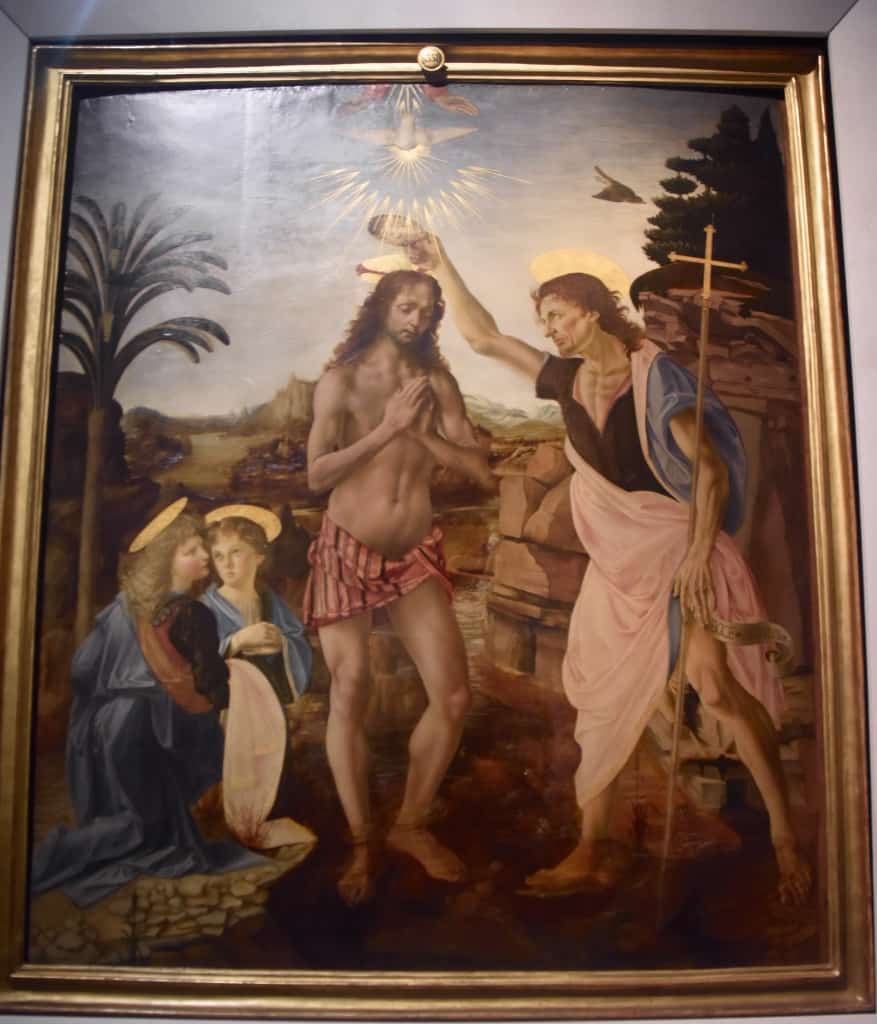Leonardo da Vinci's Baptism of Christ in the Uffizi