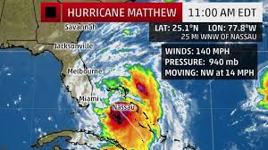 Hurricane Matthew approaching Florida