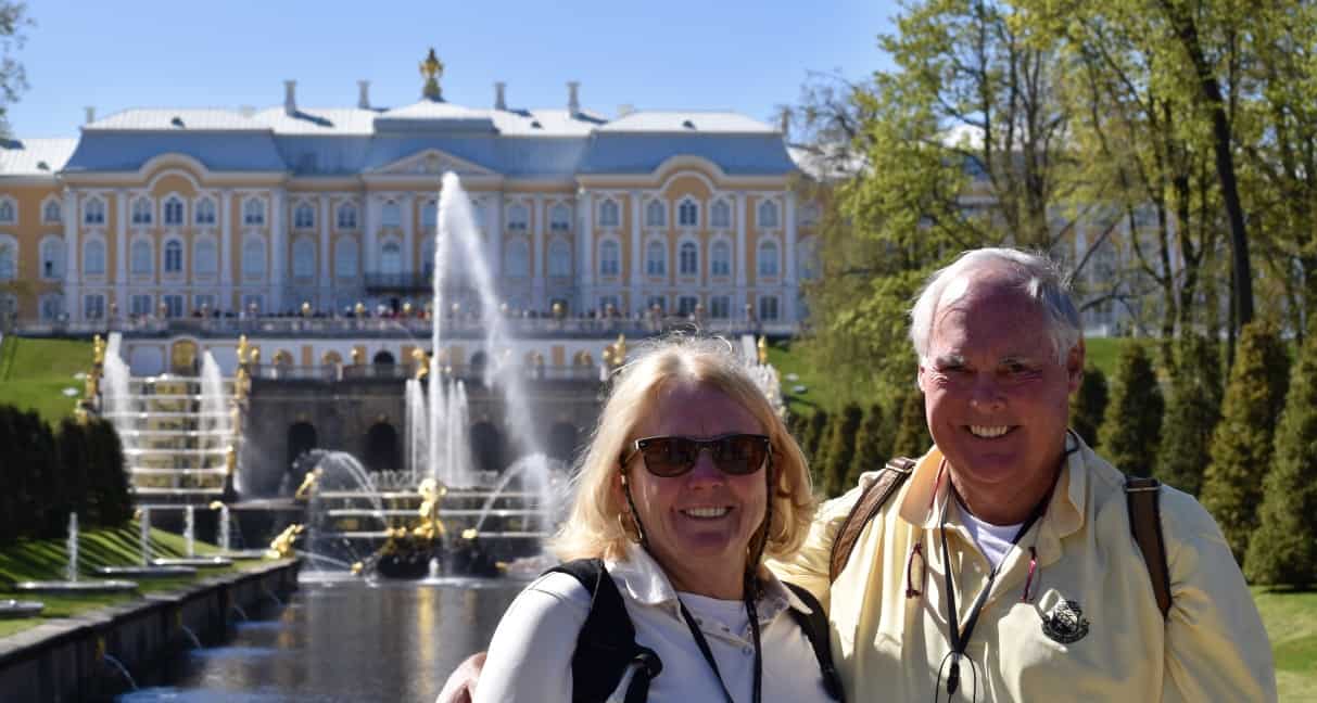 John and Janice at the Summer Palace at Peterhof