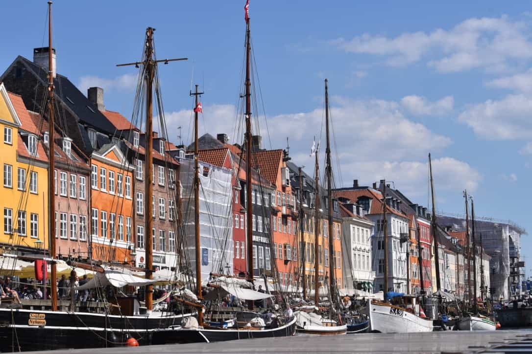 The Nyhavn canal lined with restaurants in Copenhagen