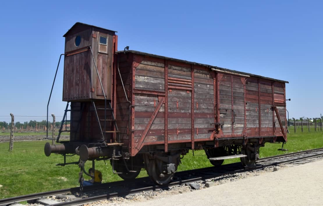 A rail car that brought prisoners to Birkenau