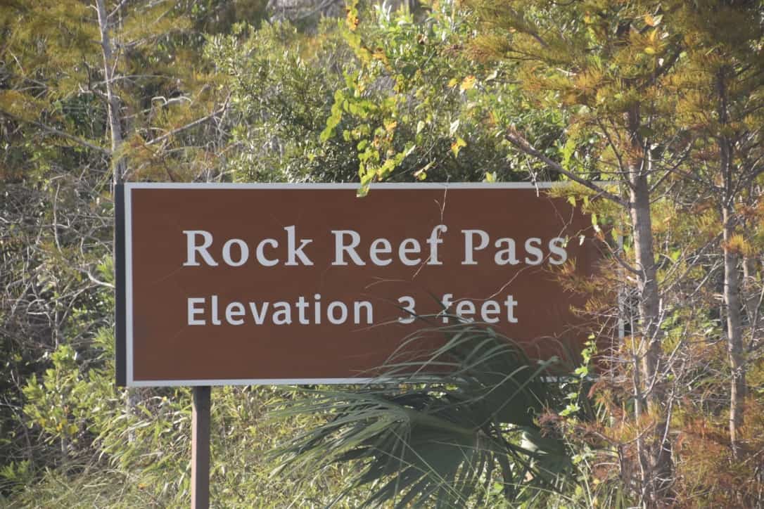 The Rock Reef Pass elevation sign