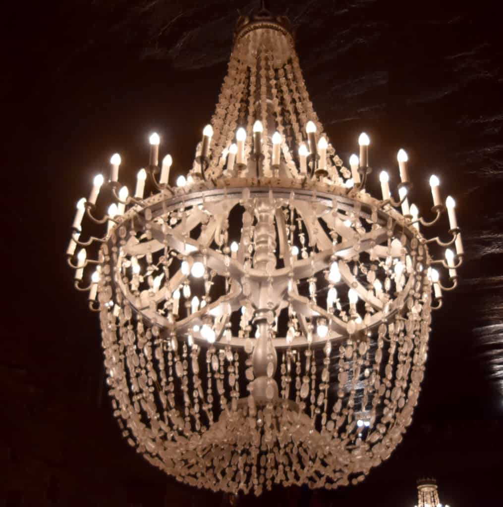 A chandelier made of salt in the Wieliczka mine