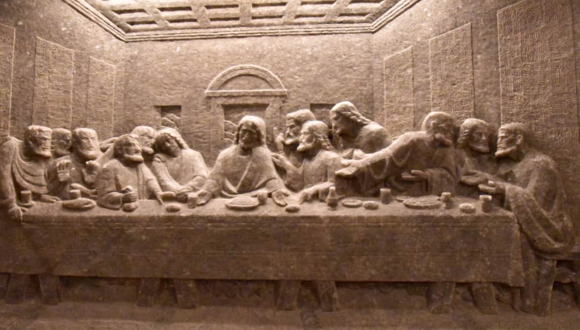 The Last Supper carved in salt at Wieliczka