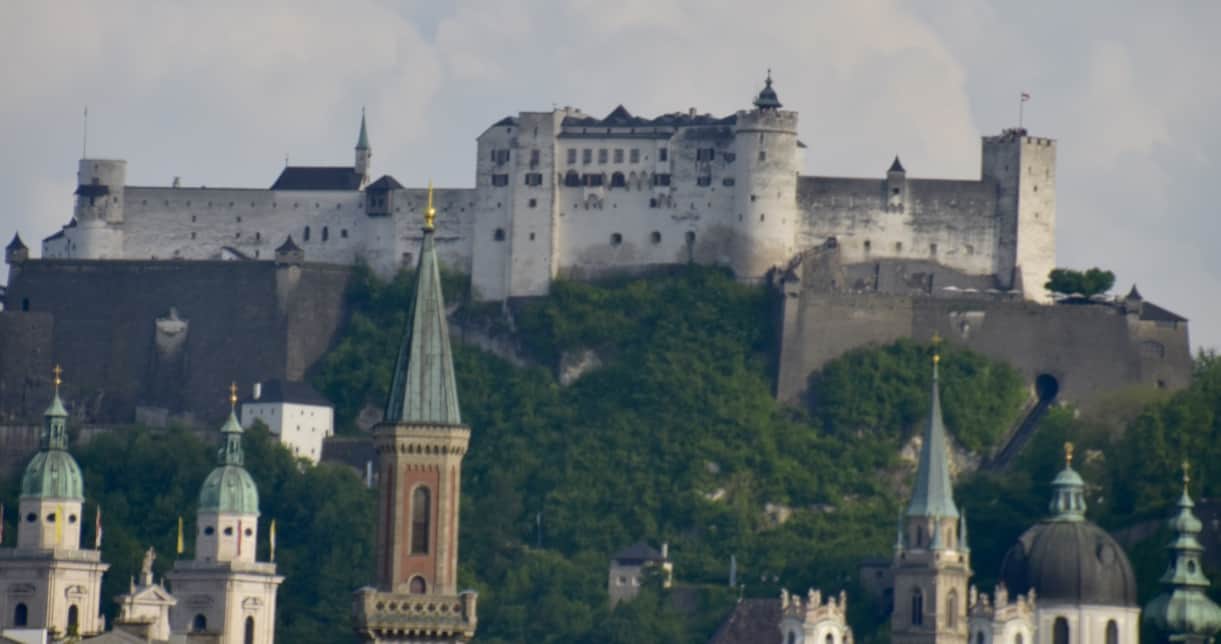Salzburg Castle seen from the train
