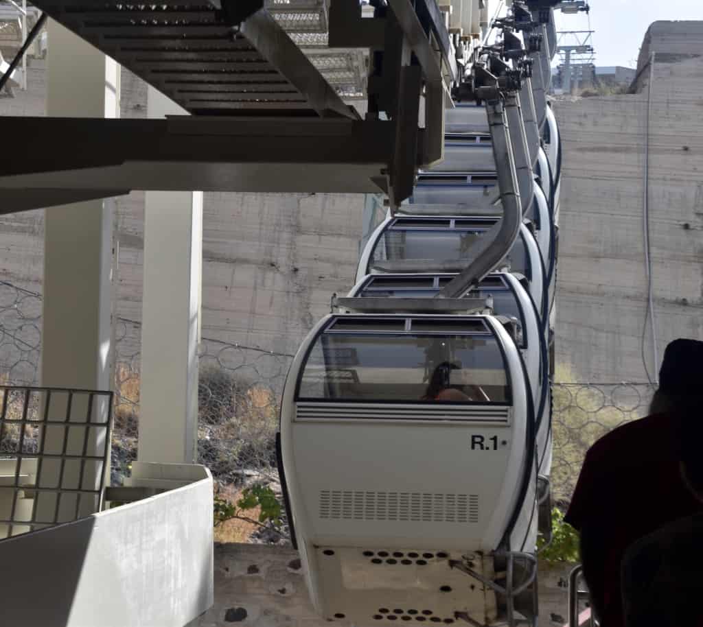 The cable car up the Santorini cliffs