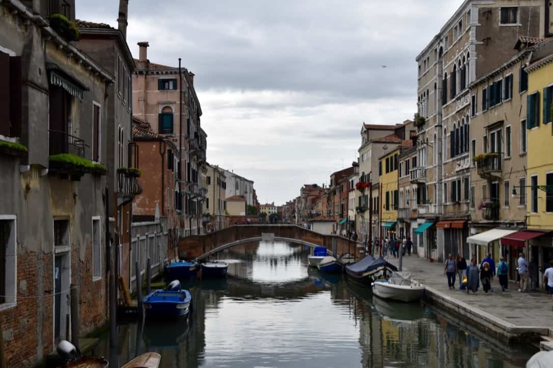 A first look down a narrow Venice canal
