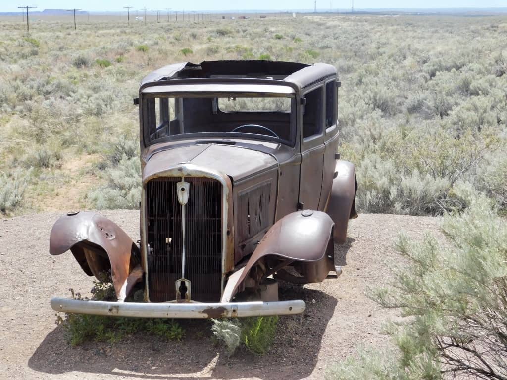 An old Studebaker on Route 66 in the park