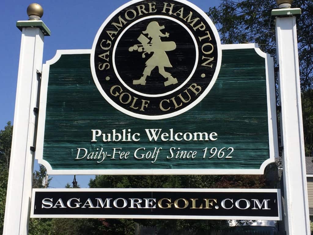 The Sagamore-Hampton course sign