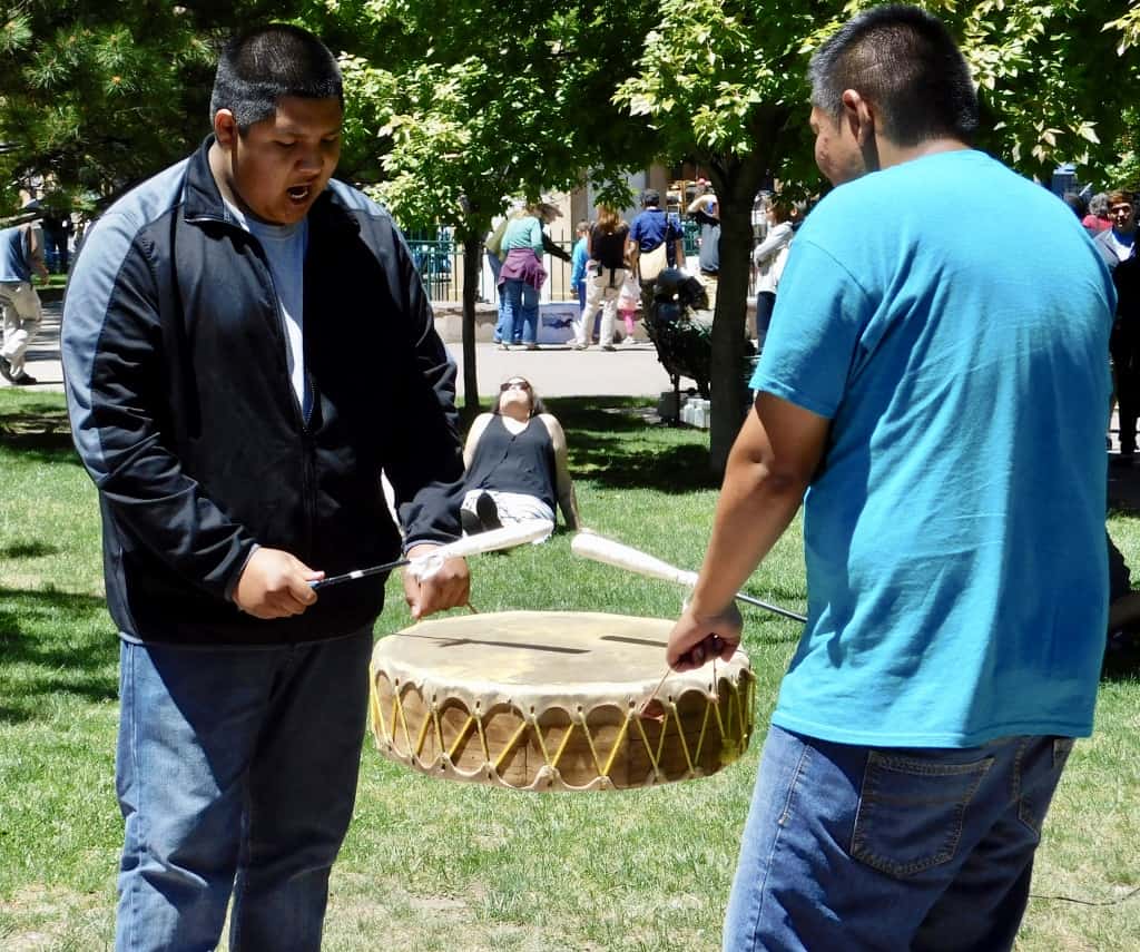 Native American singers in the square