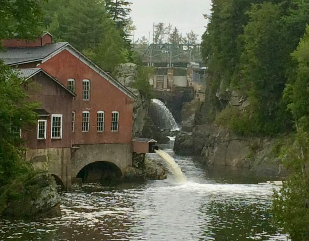 A waterfall and barn at St Martin