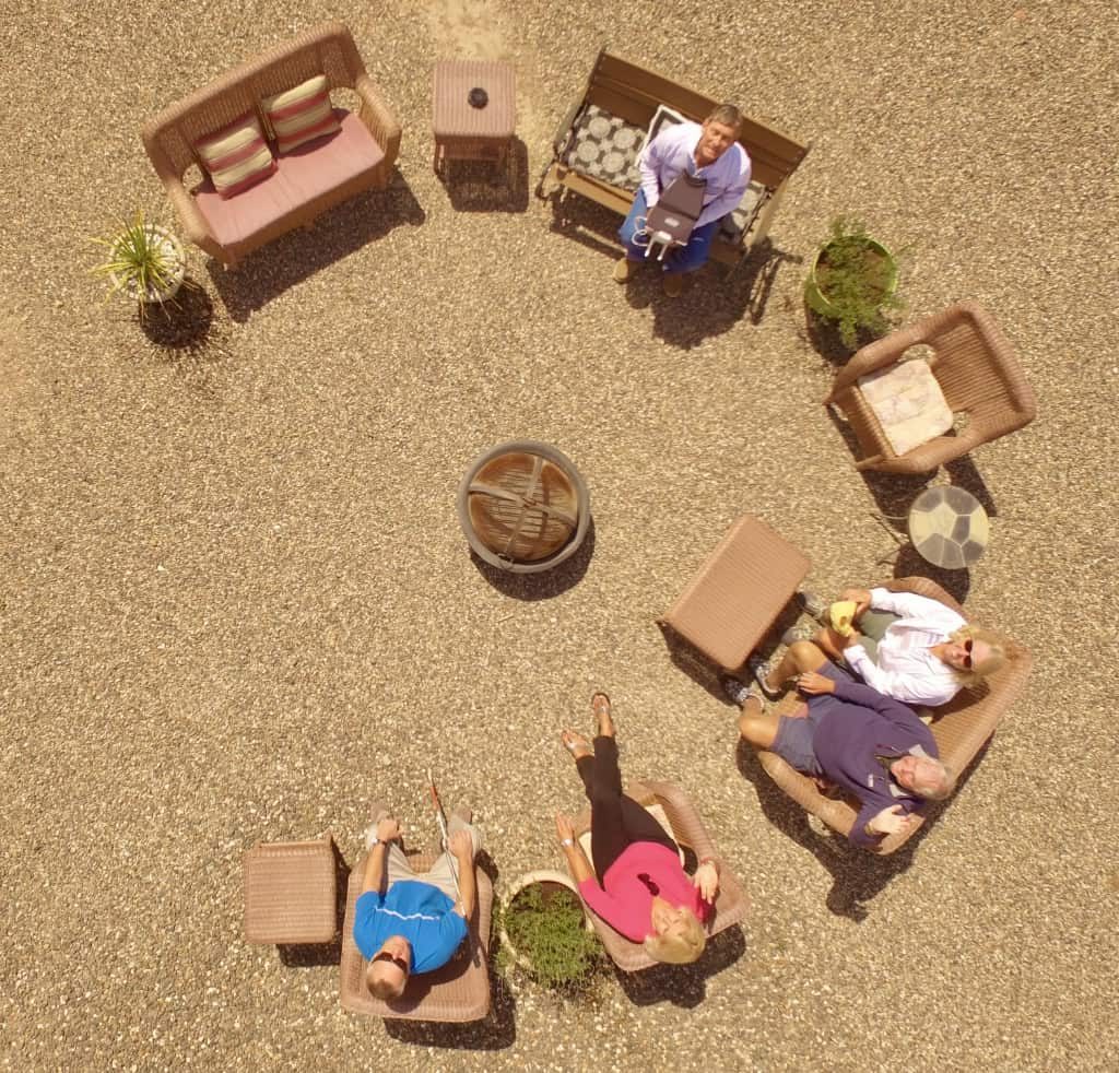 The four of us at the winery, from the drone