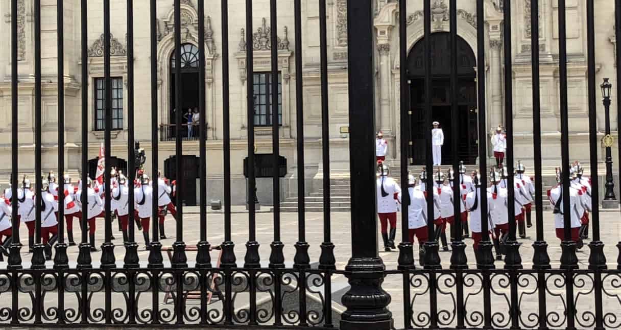 The changing of the guard at the Presidential Palace