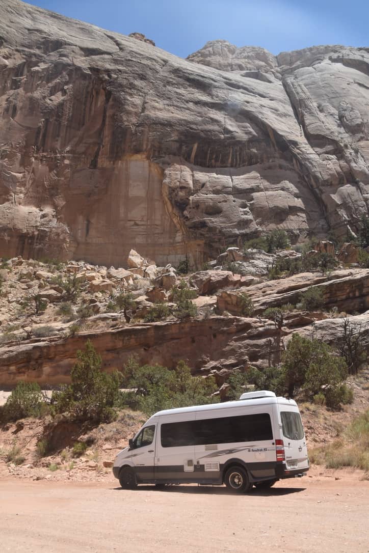Our rig parked at the end of Capitol Gorge Road