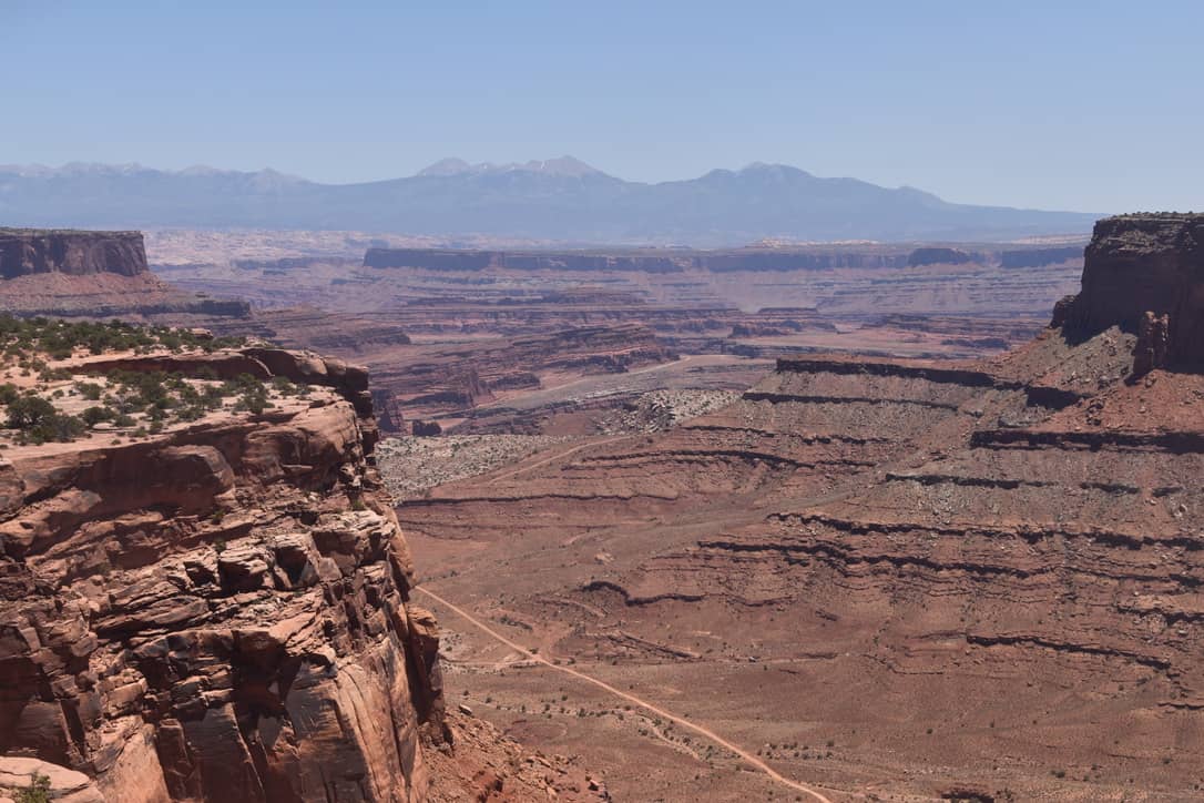 Looking out from Island in the Sky toward the La Sal Mountains