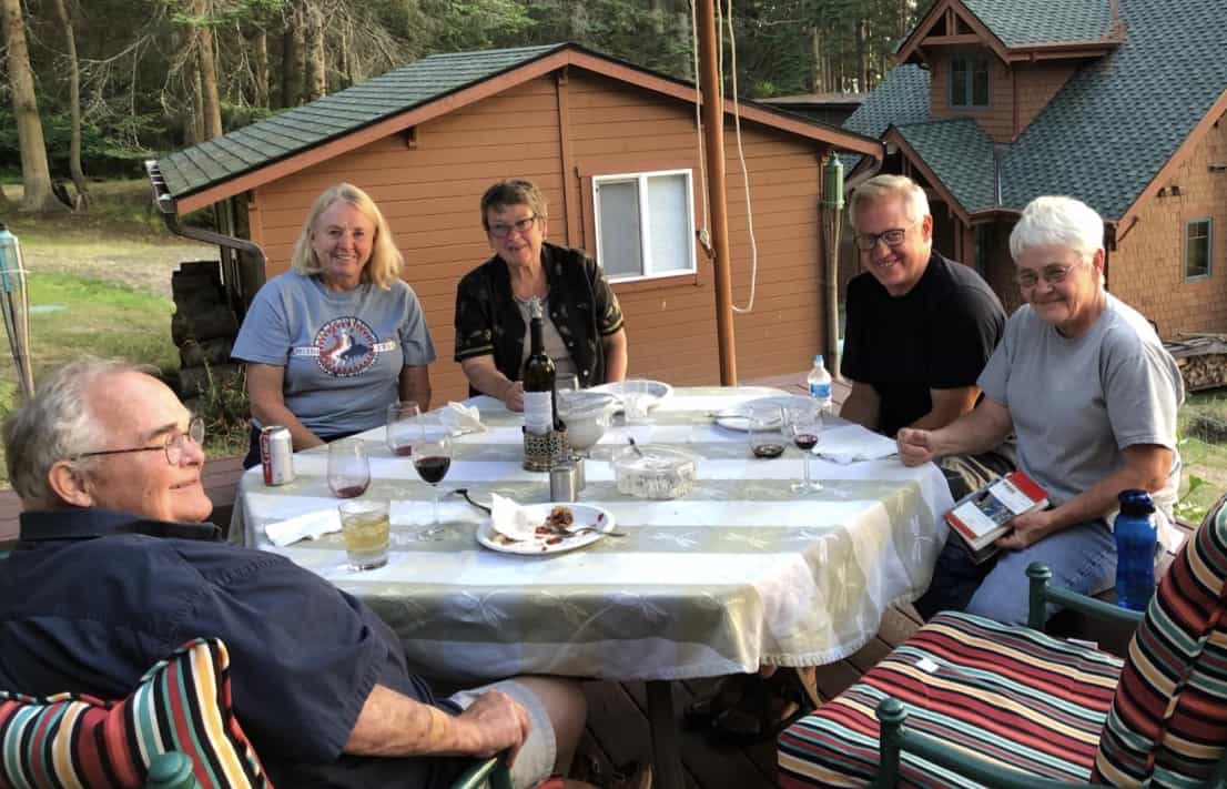 Wine before dinner at Camp Wilson