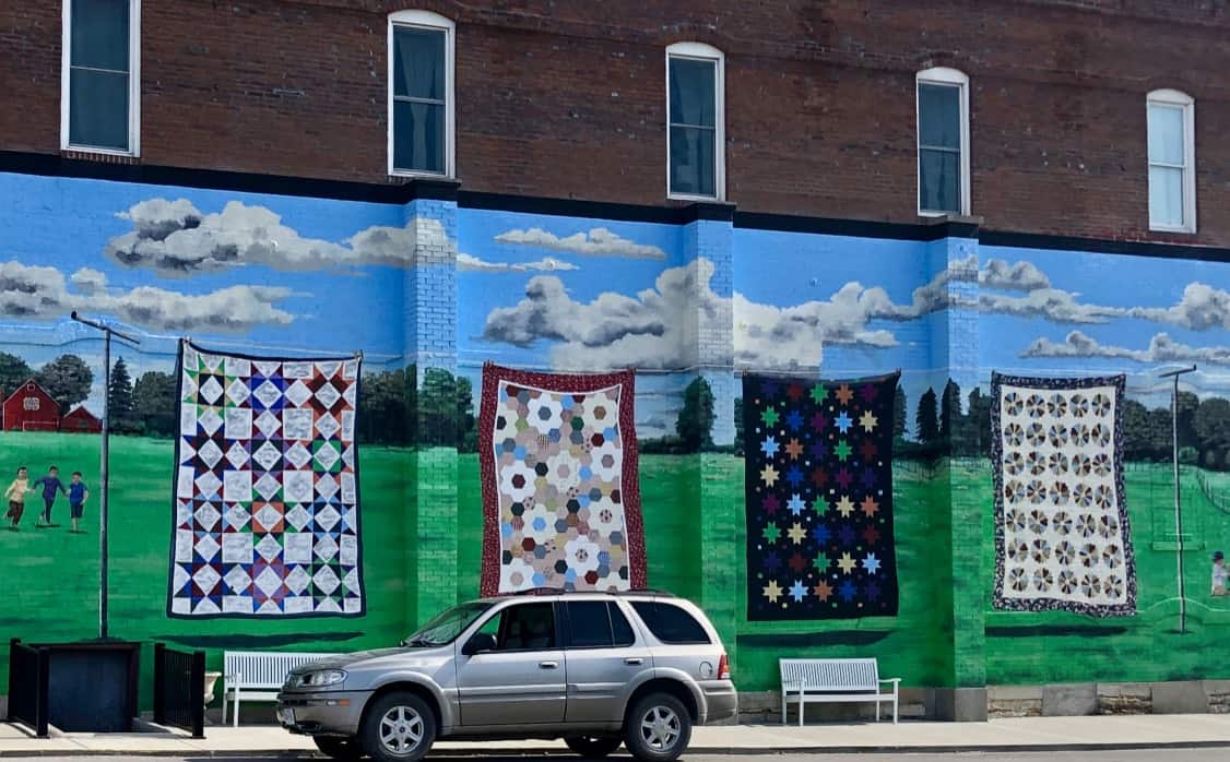 A quilt mural