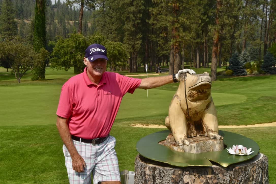John and the Kalispel frog by the practice green