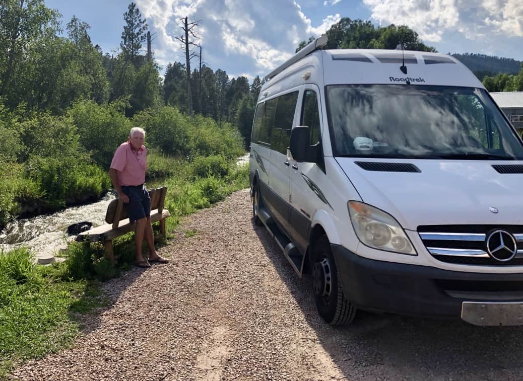 Parked by the stream at the Naked Winery