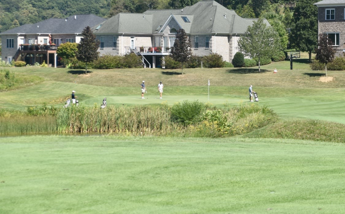 A postage stamp green at the River Course