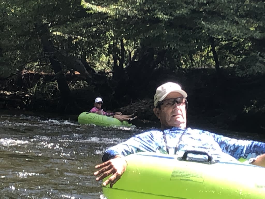 Skip floating down the river