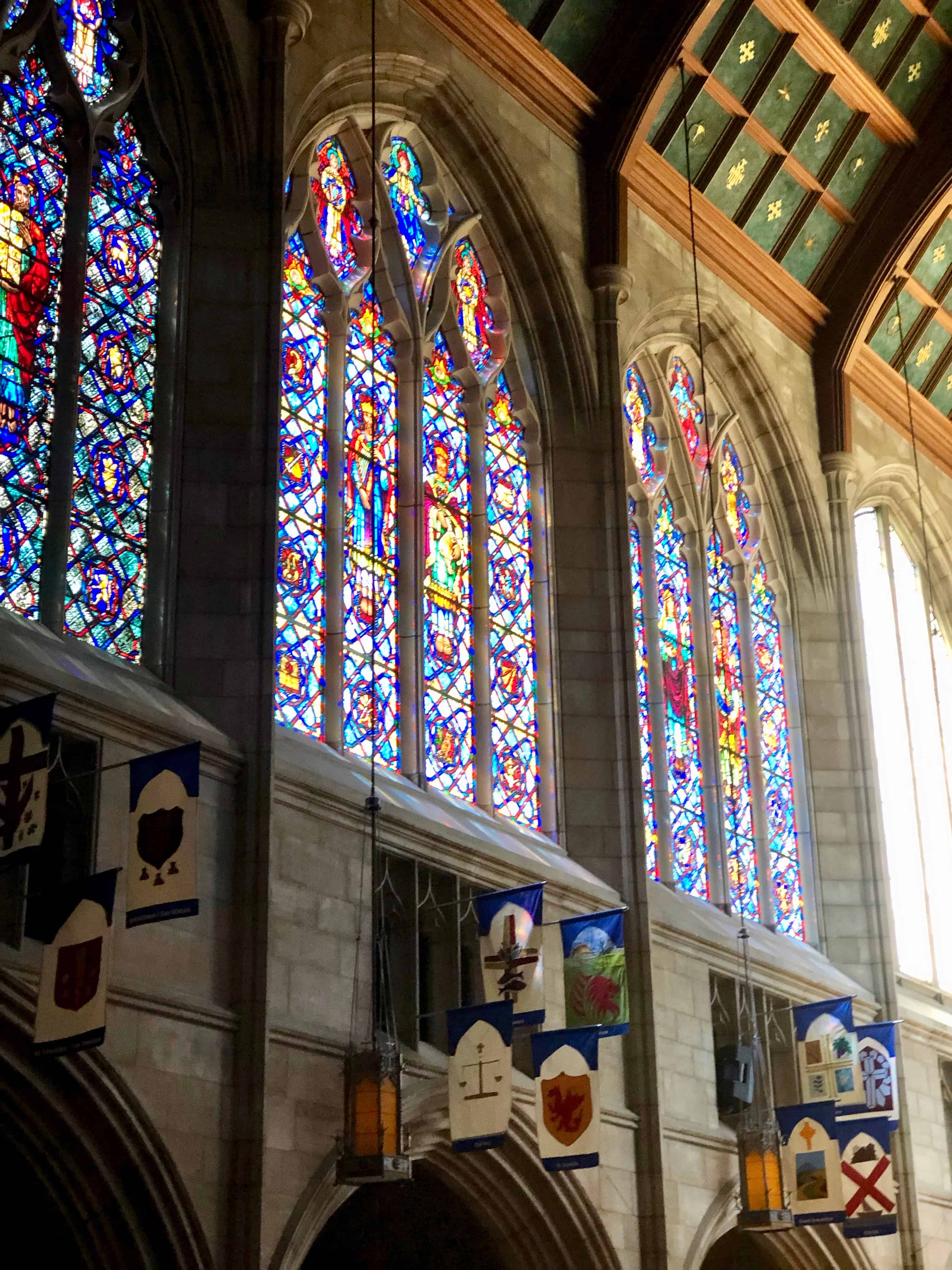 The stained-glass windows