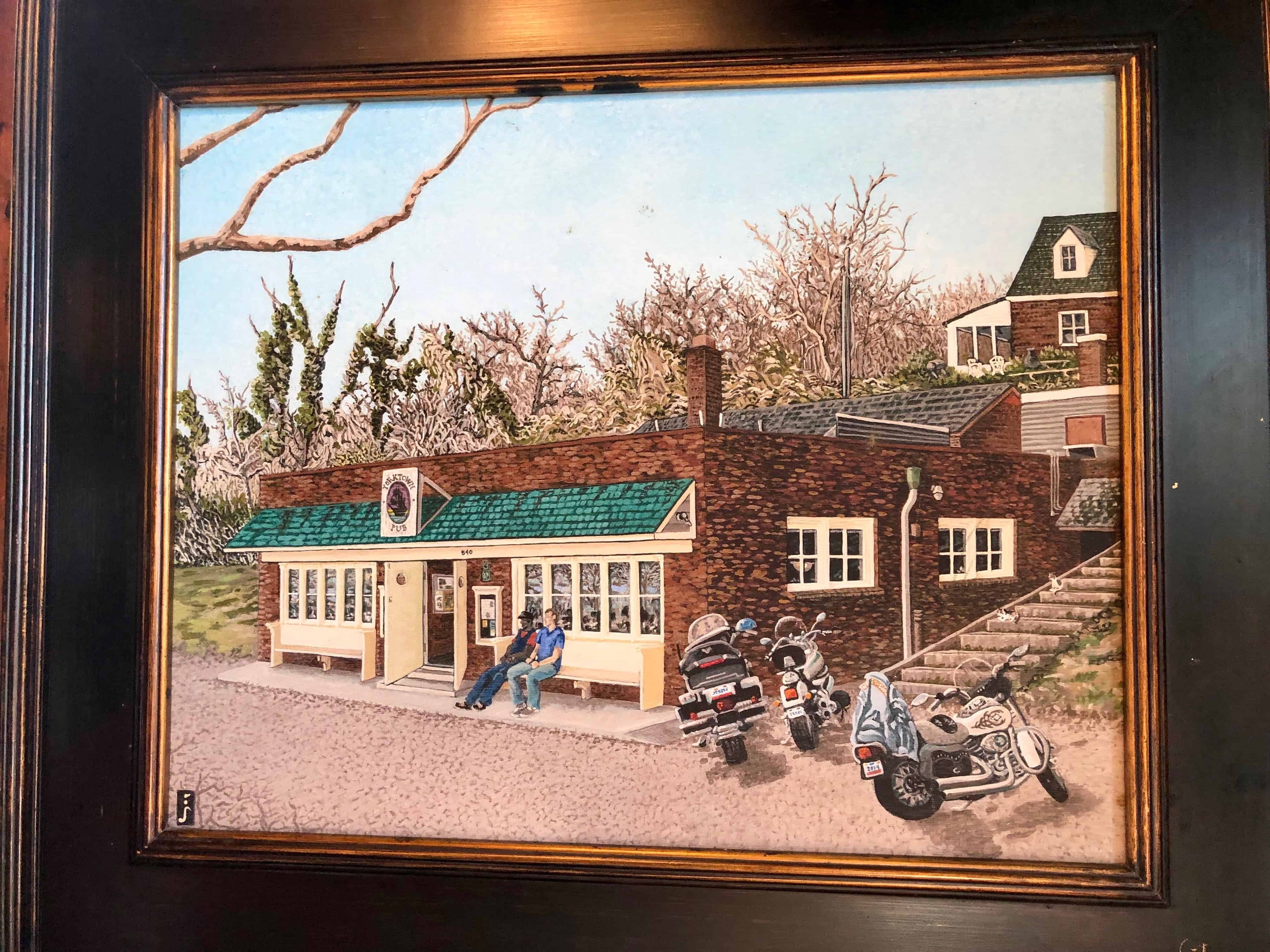 An artist's picture inside the Yorktown Pub