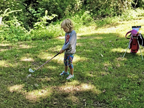 Liza's first golf lesson with Janice