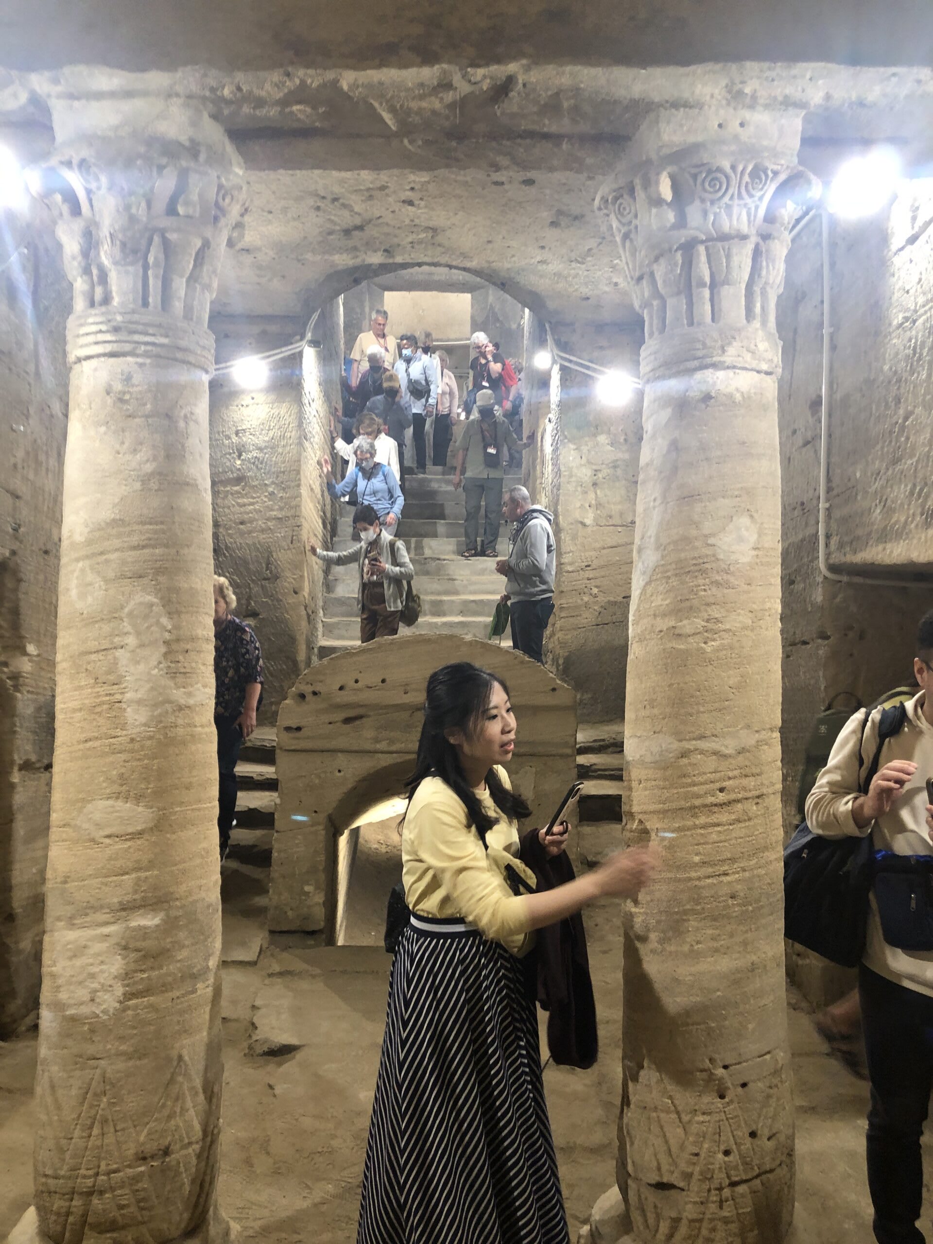 Looking back up the stairs into the tomb