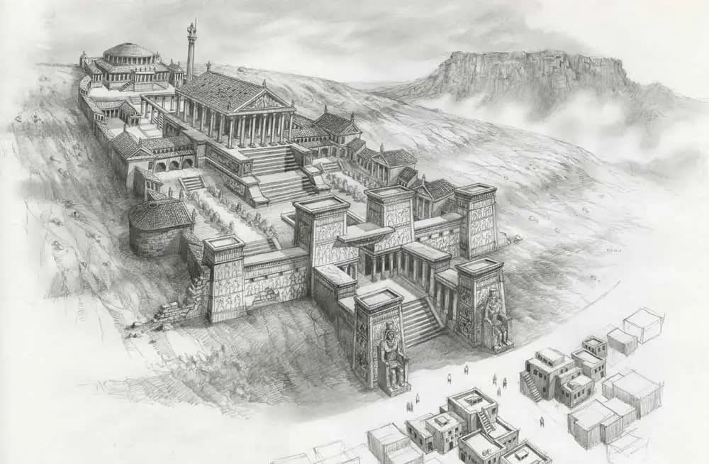 An artist's rendering of the ancient library