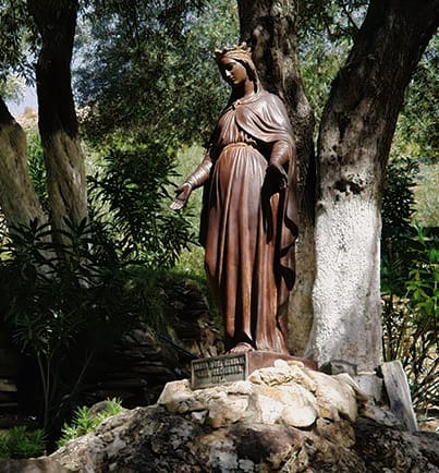 A statue of the Virgin Mary at the house