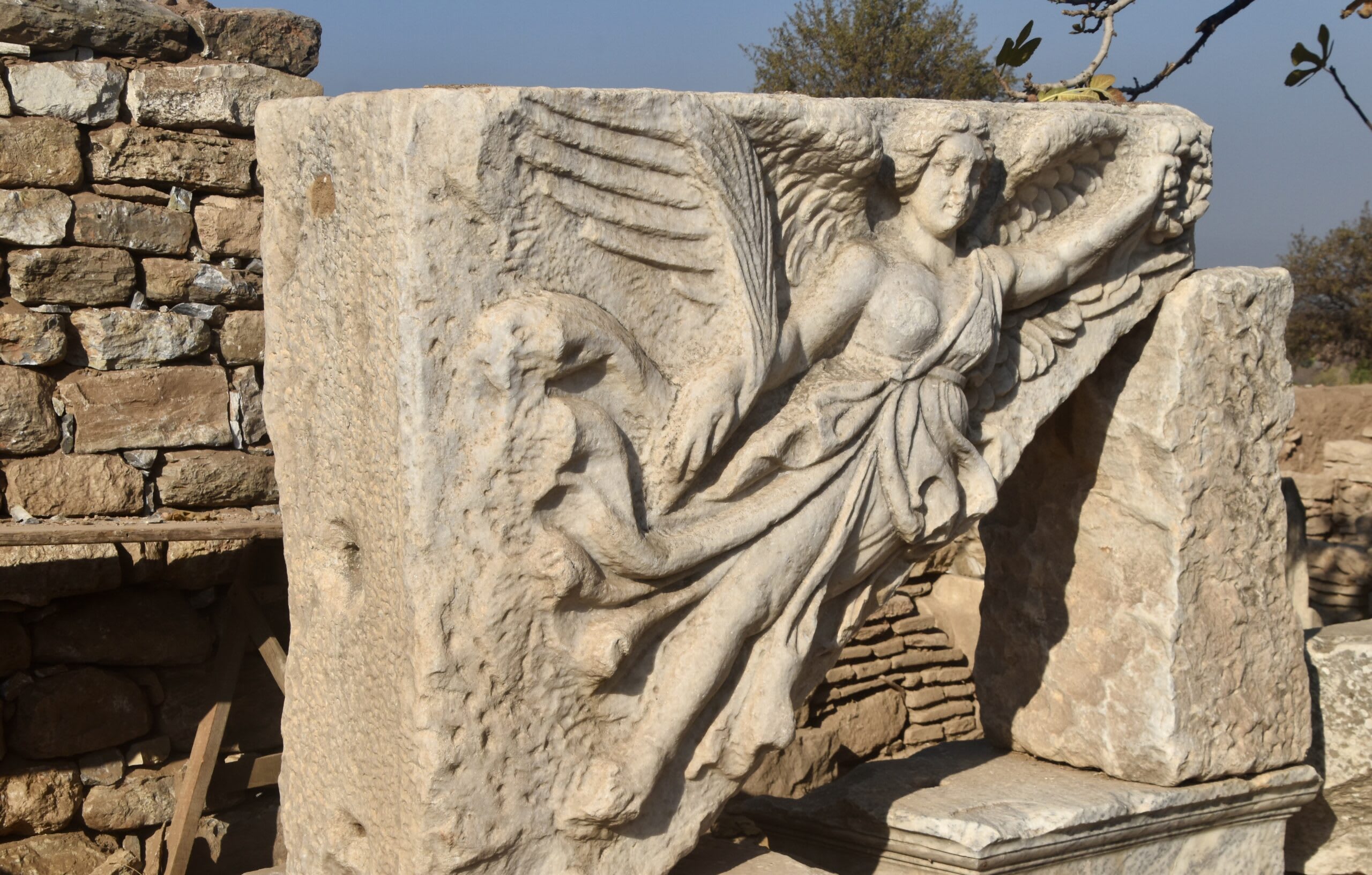 A winged Nike among the ruins