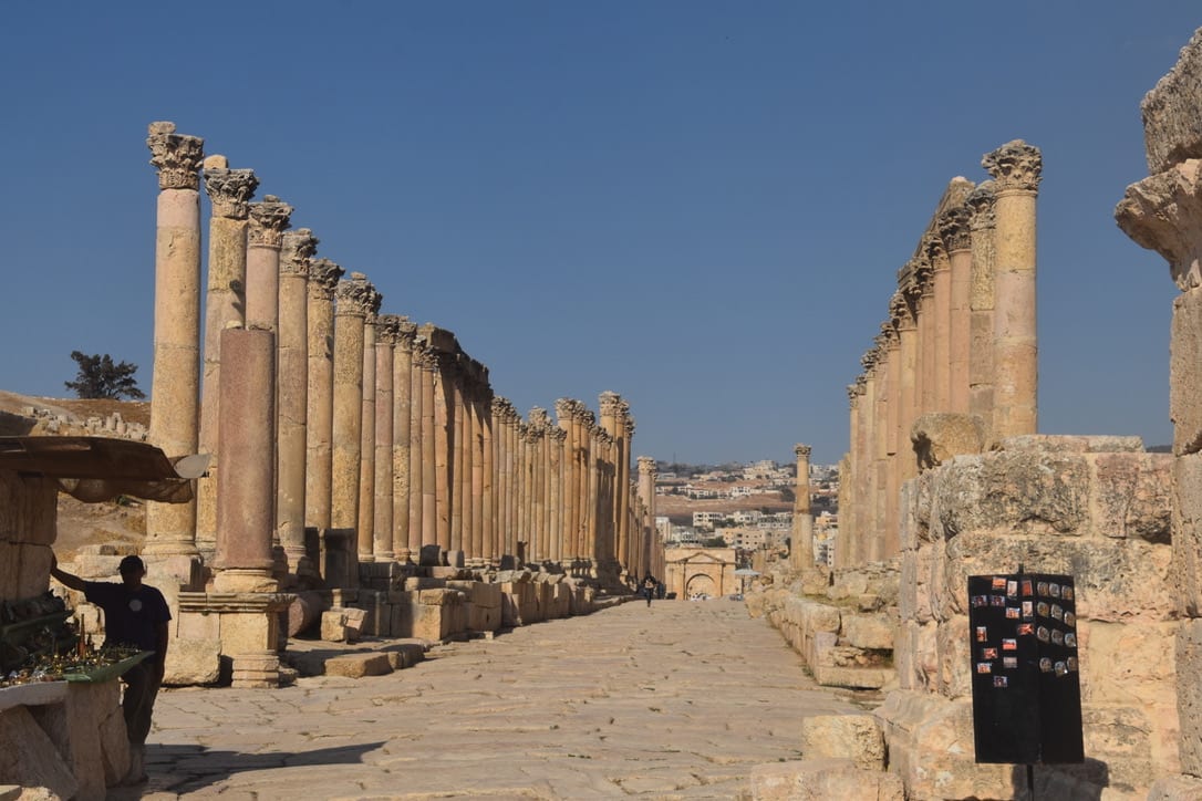 The colonnaded main street of Jerash