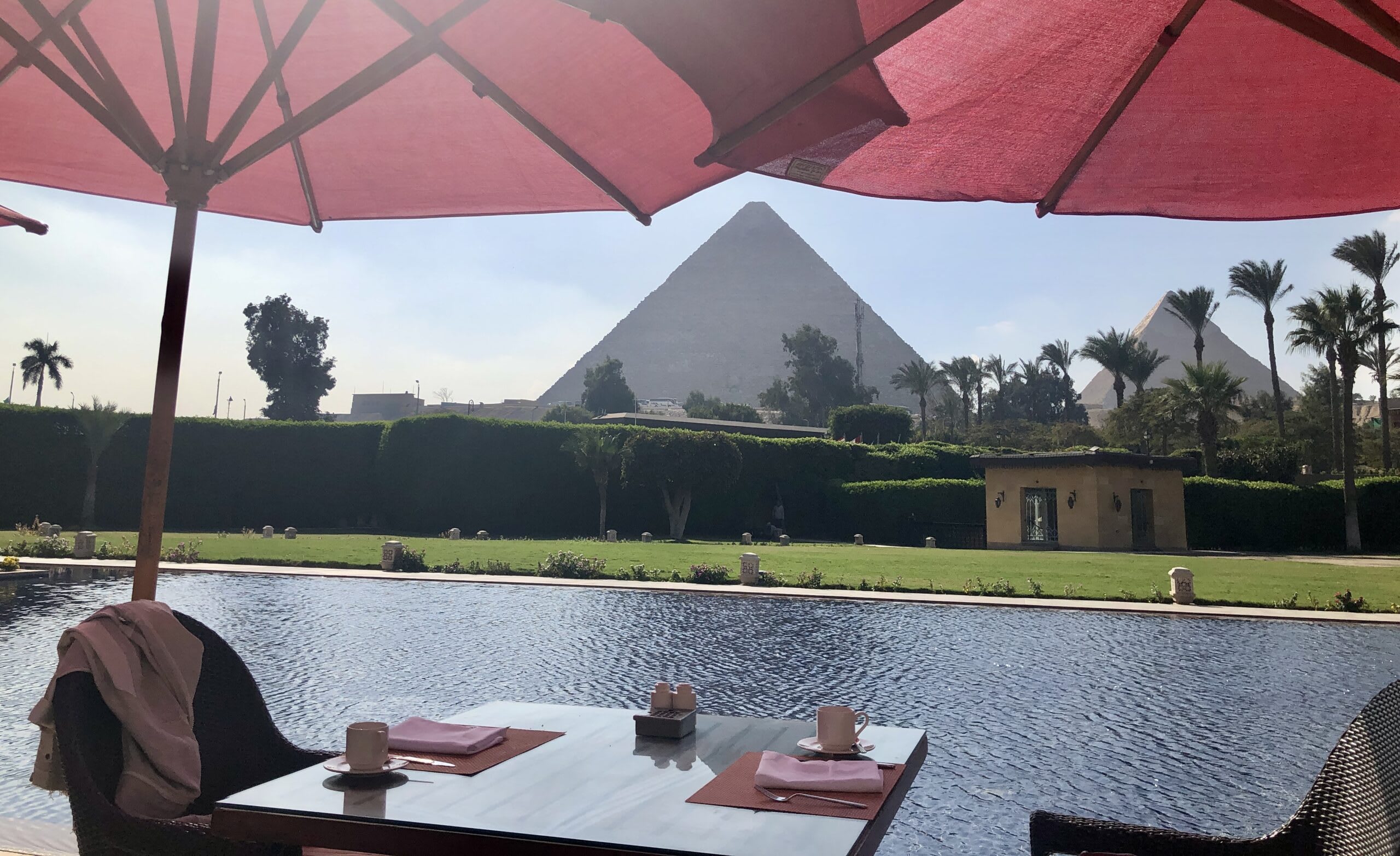 The Great Pyramid from the Mena House at breakfast