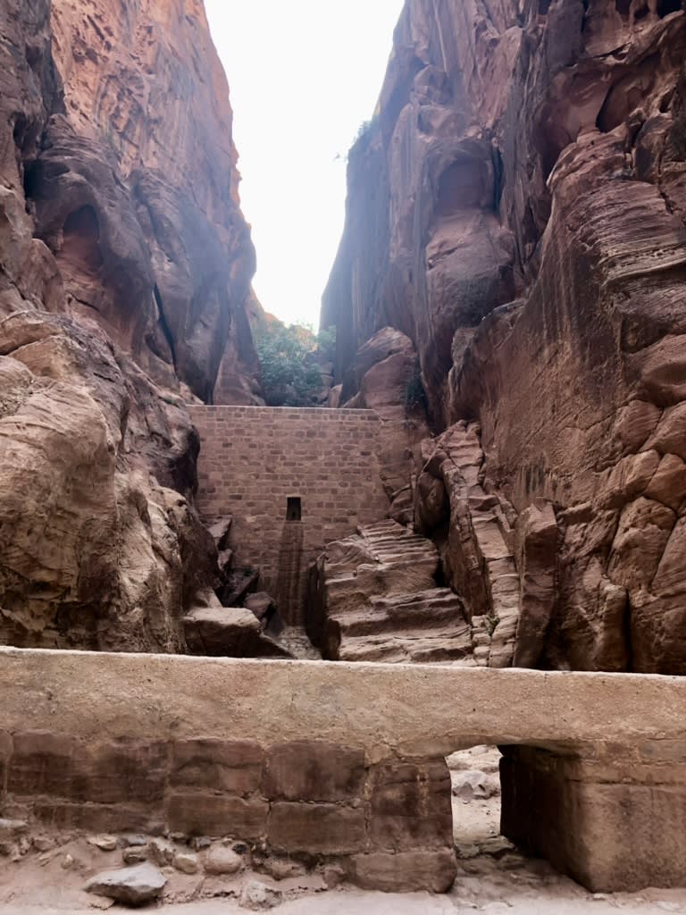 A Nabatean dam and waterway in the Siq
