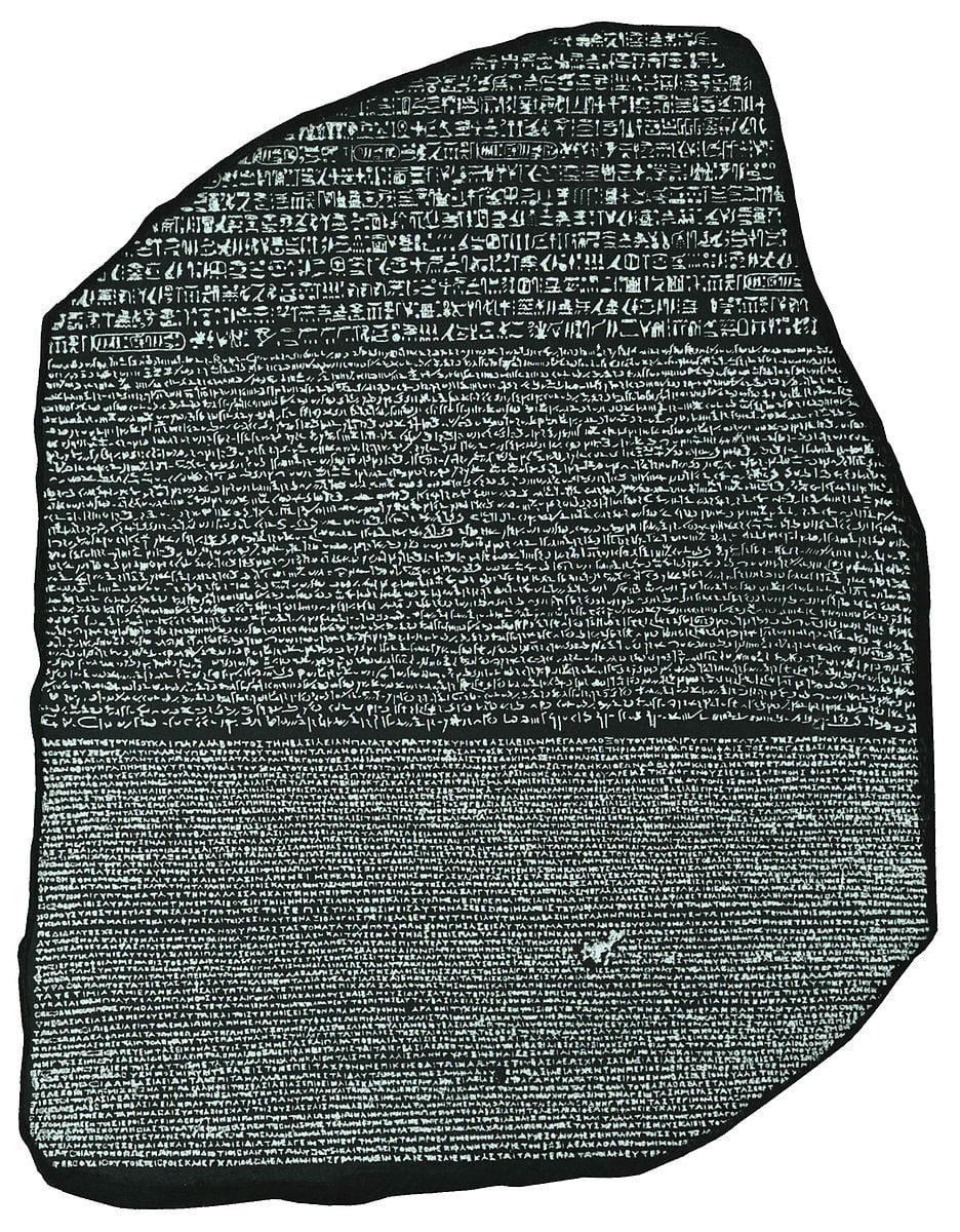 The three scripts on the Rosetta Stone