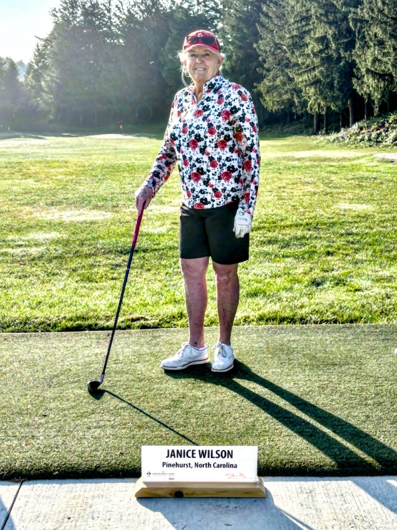 Janice at the practice tee