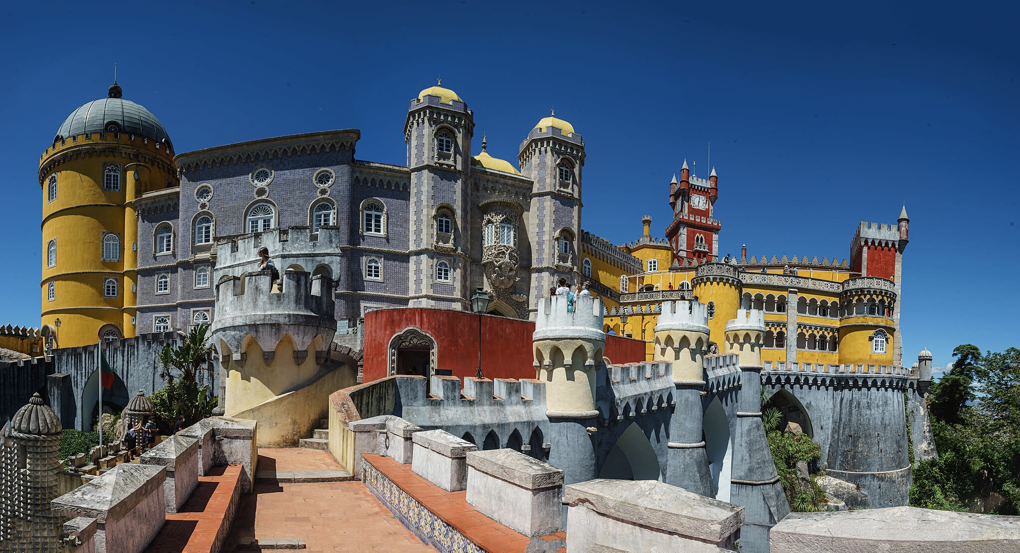 Pena Palace in Sintra, its colorful towers rising above the hills